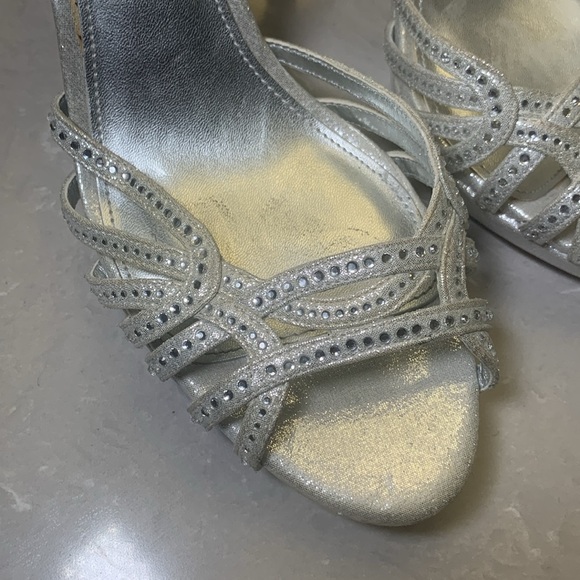 Nina silver embellished platform high heel sandal size 8 - Picture 6 of 10